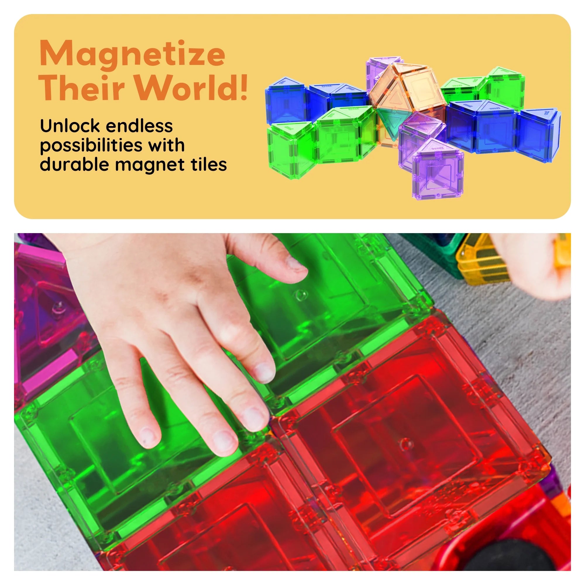 PICASSO-TILES Magnetic Tiles for Kids, 101PC STEM Building Blocks Educational Magnet Toy